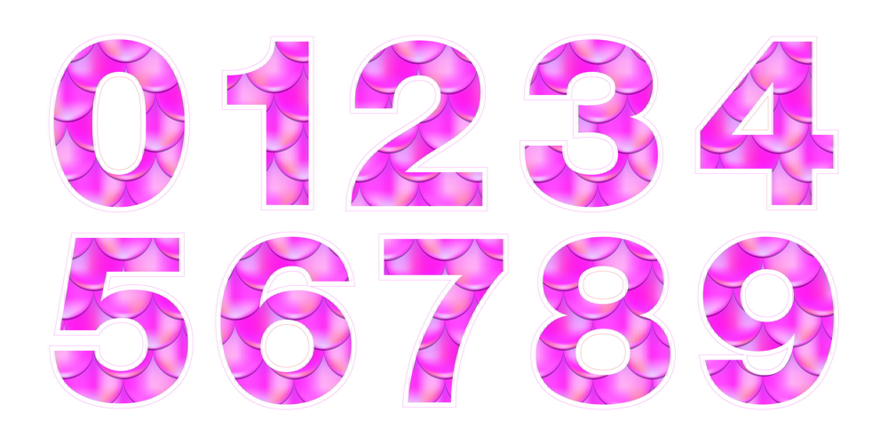 Pink Mermaid Numbers Template